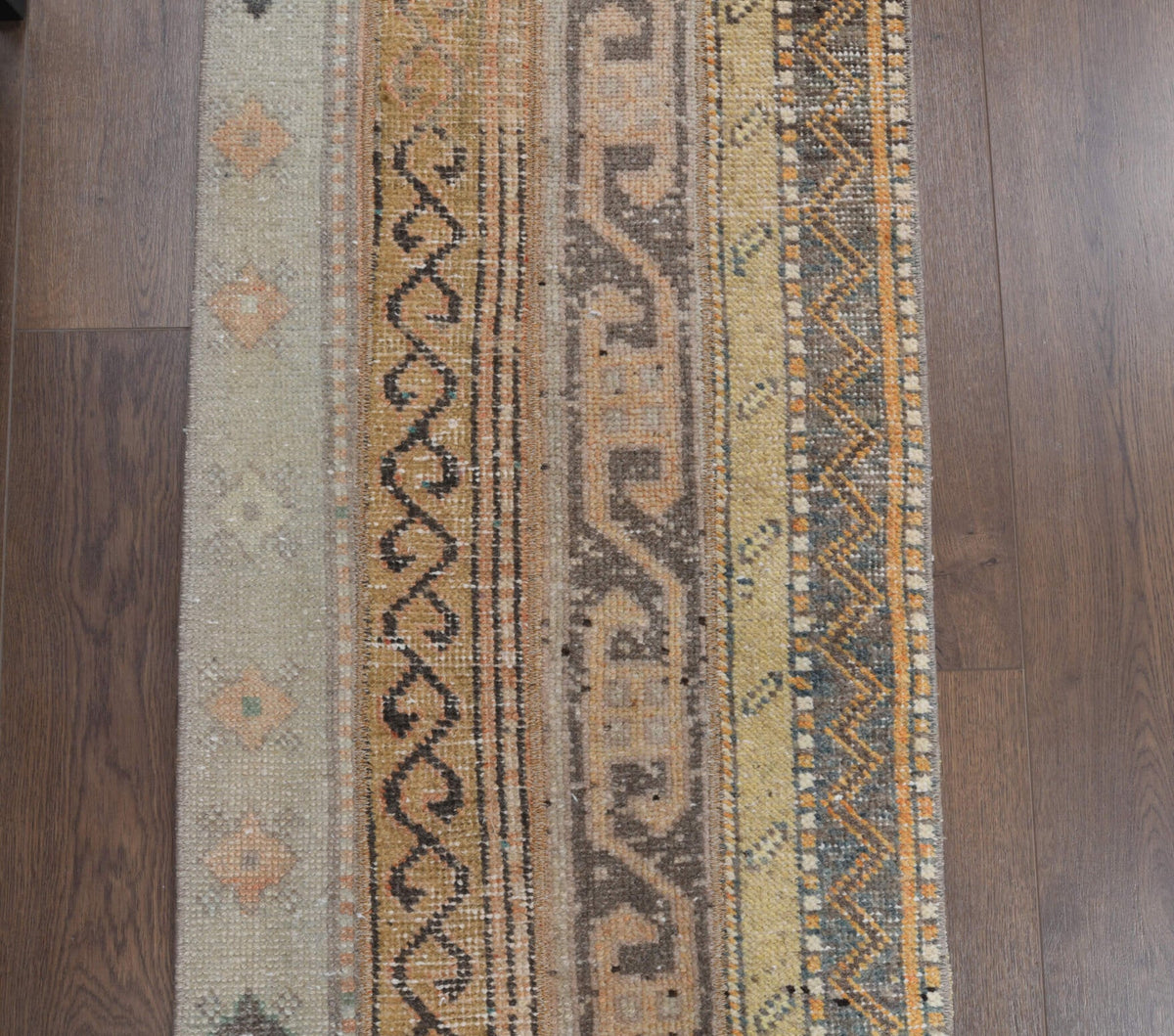 El yapımı vintage yolluk 56x201 cm i̇kat desenli yün - desen detayı