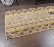 El yapımı vintage yolluk 58x226 cm i̇kat desenli yün - detay görünümü