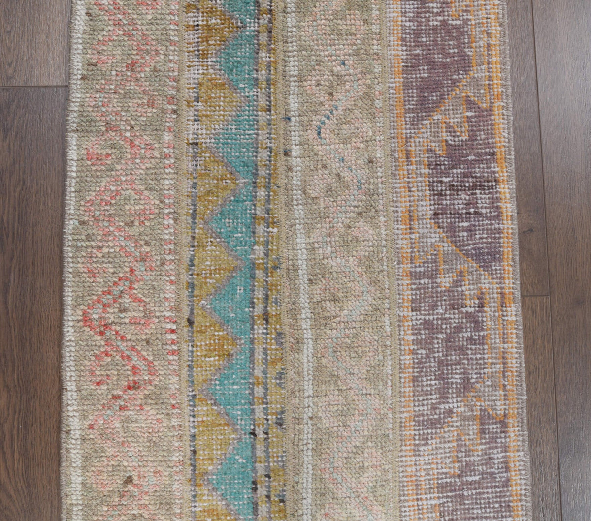 El yapımı vintage yolluk 56x173 cm tribal desenli yün - desen detayı