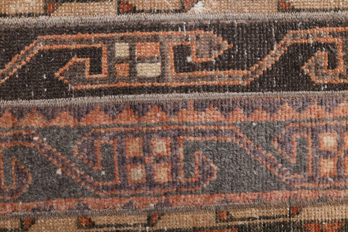 El yapımı vintage yolluk 58x300 cm tribal desenli yün - üstten görünüm