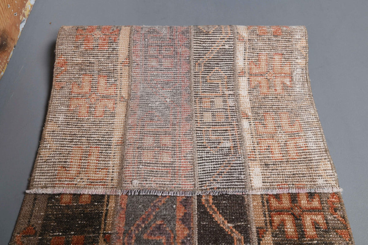 El yapımı vintage yolluk 58x300 cm tribal desenli yün - açık alan görünümü