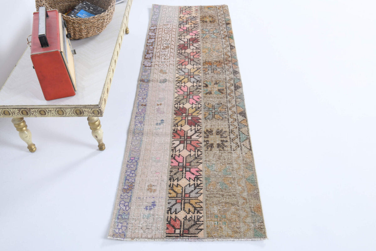El yapımı vintage yolluk 56x178 cm oryantal desenli yün - açık alan görünümü