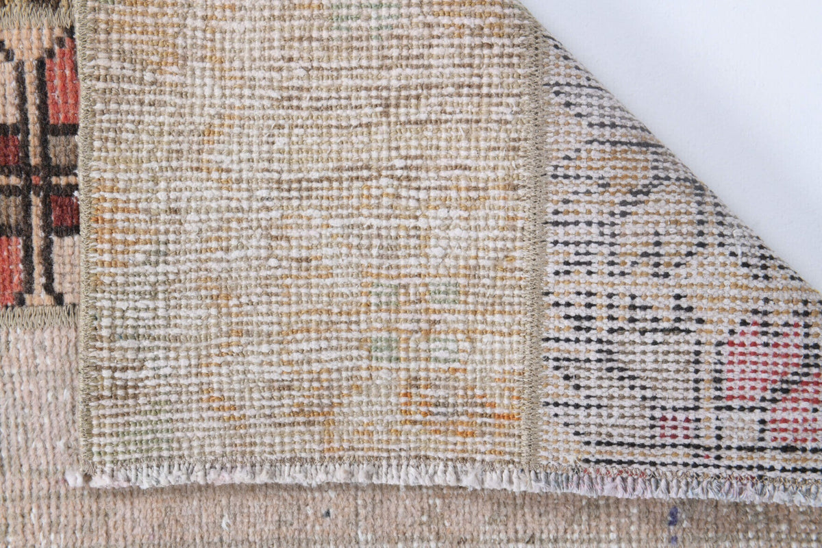 El yapımı vintage yolluk 56x178 cm oryantal desenli yün - üstten görünüm