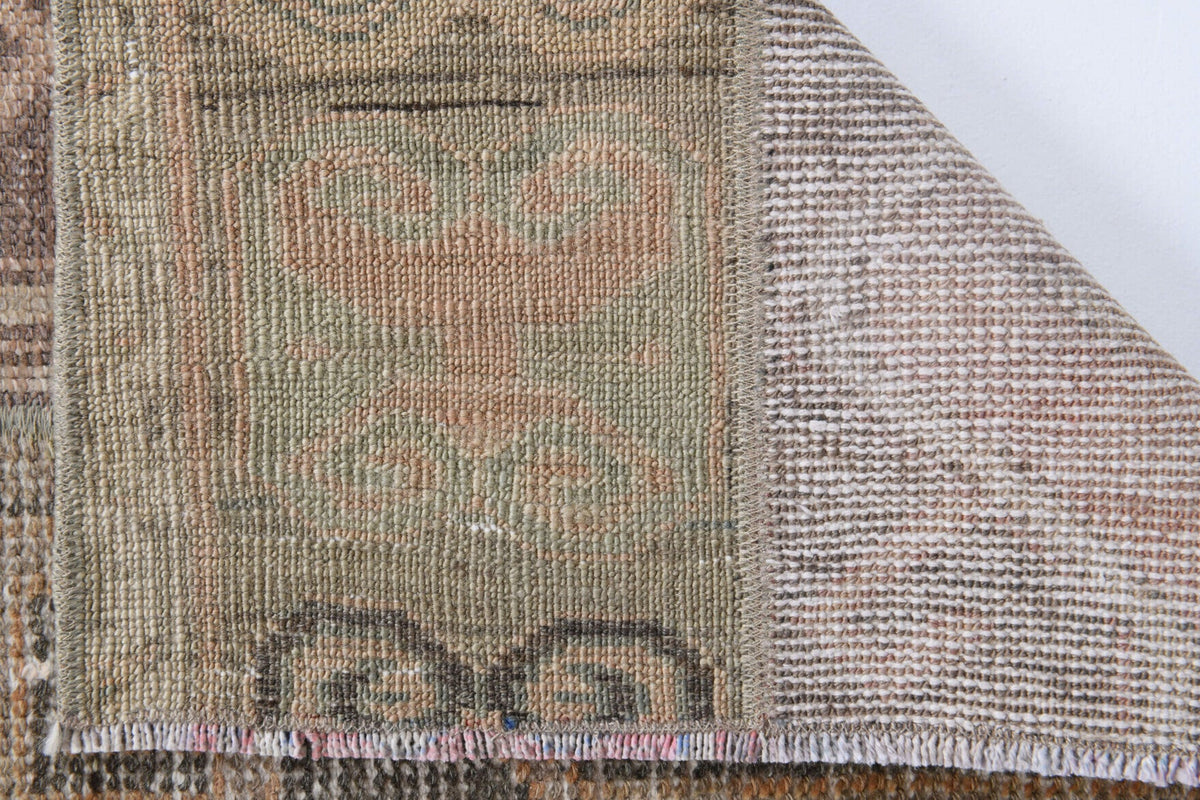 El yapımı vintage yolluk 51x180 cm oryantal desenli yün - üstten görünüm