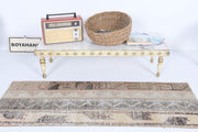 El yapımı vintage halı 51x147 cm i̇kat desenli yün - detay görünümü