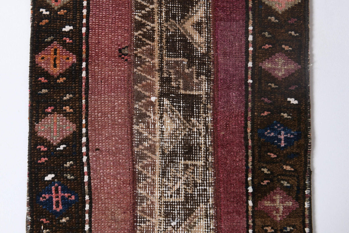 El yapımı vintage yolluk 56x188 cm i̇kat desenli yün - desen detayı