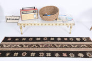 El yapımı vintage halı 56x165 cm i̇kat desenli yün - detay görünümü