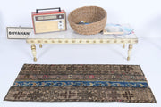El yapımı vintage halı 51x107 cm i̇kat desenli yün - detay görünümü