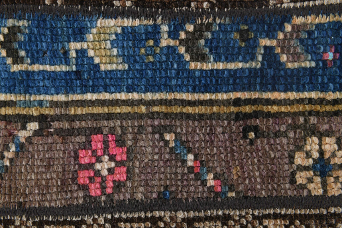 El yapımı vintage halı 51x107 cm i̇kat desenli yün - desen detayı