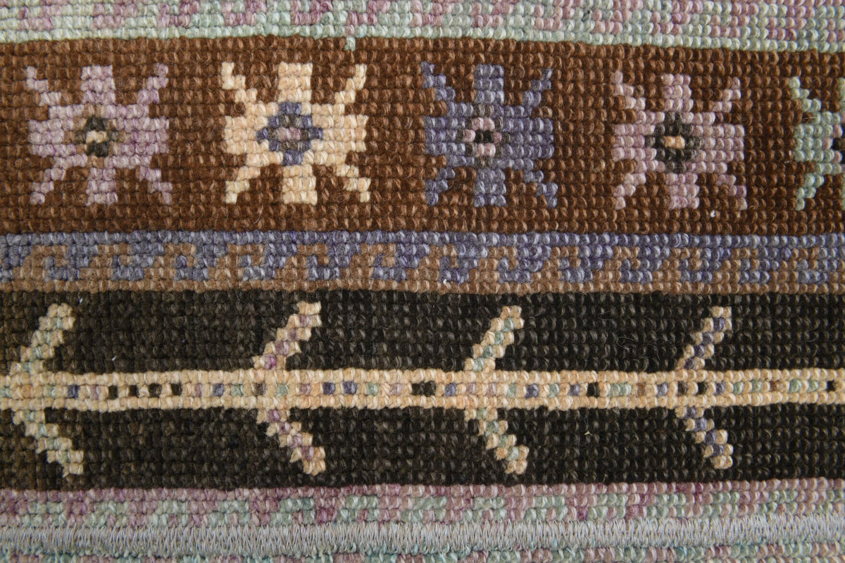 El yapımı vintage yolluk 58x216 cm i̇kat desenli yün - kenar ve saçak detayı