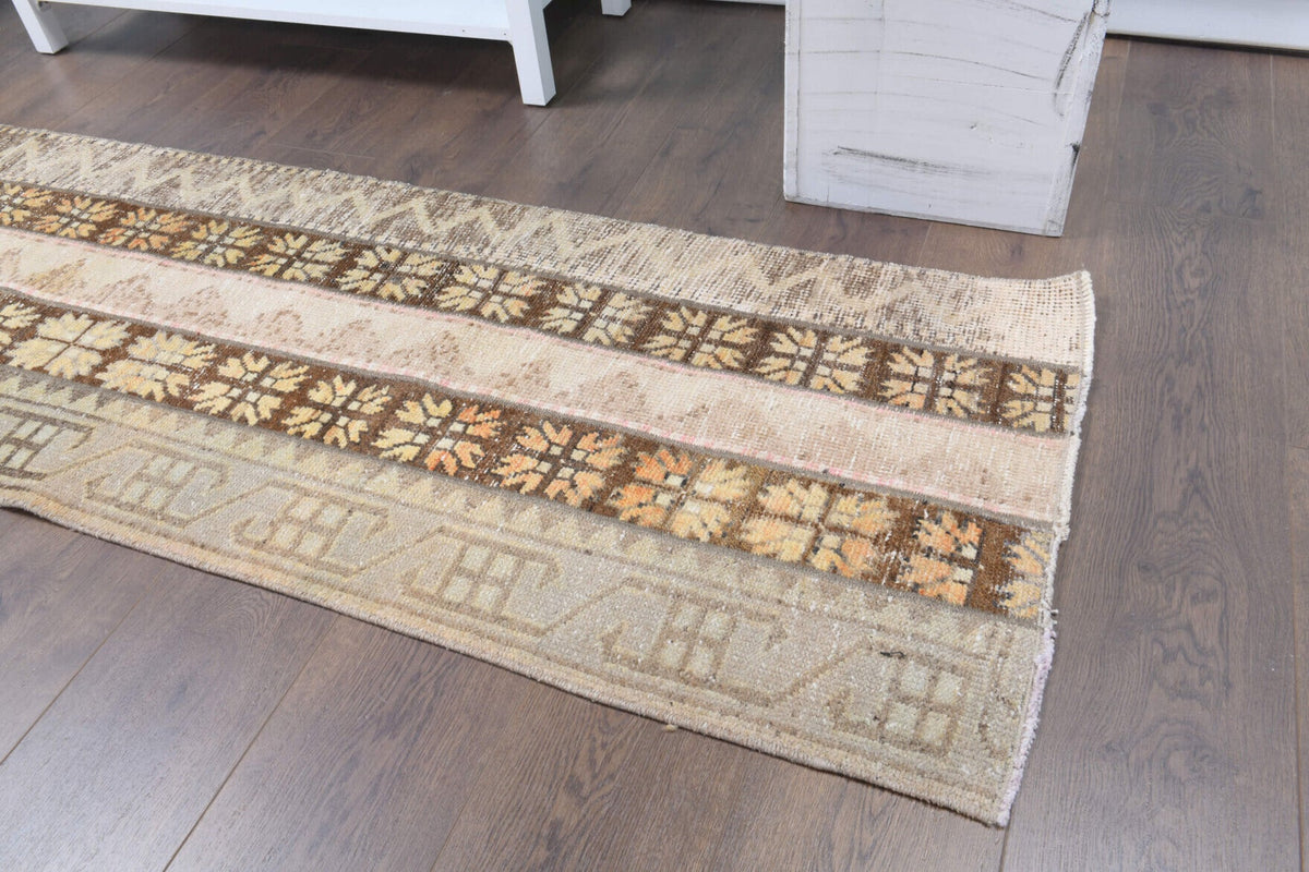 El yapımı vintage yolluk 61x262 cm i̇kat desenli yün - desen detayı