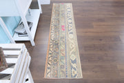 El yapımı vintage yolluk 48x196 cm i̇kat desenli yün - detay görünümü