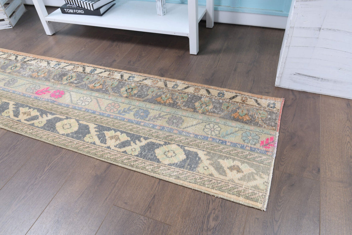 El yapımı vintage yolluk 48x196 cm i̇kat desenli yün - desen detayı
