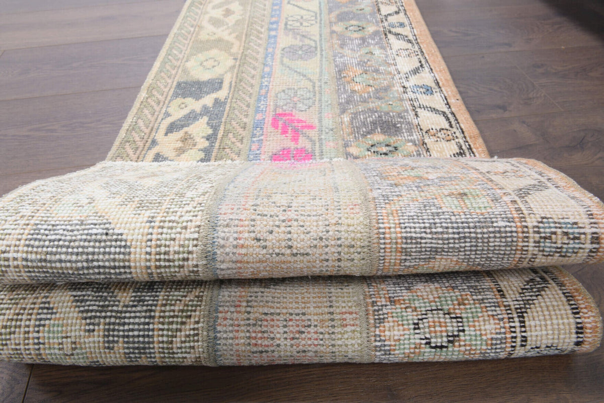 El yapımı vintage yolluk 48x196 cm i̇kat desenli yün - mekan görünümü