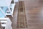 El yapımı vintage yolluk 43x193 cm tribal desenli yün - detay görünümü