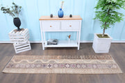 El yapımı vintage yolluk 58x241 cm patchwork desenli yün - detay görünümü
