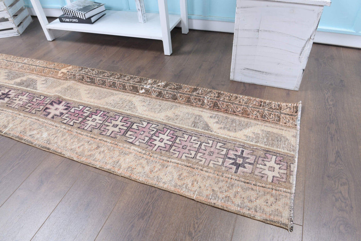 El yapımı vintage yolluk 58x241 cm patchwork desenli yün - desen detayı