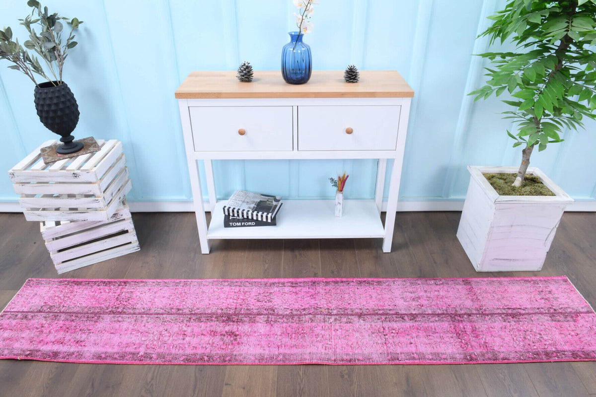 El yapımı vintage yolluk 46x262 cm patchwork desenli yün - detay görünümü