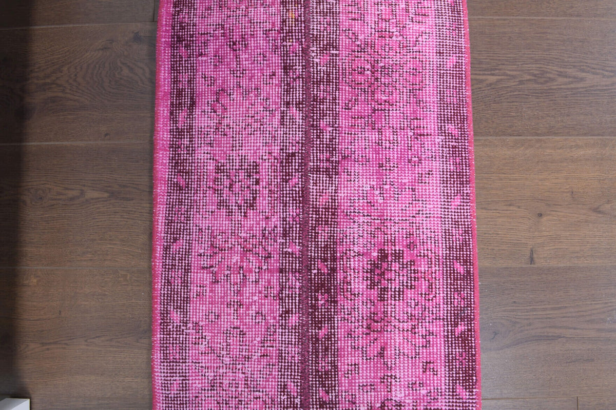 El yapımı vintage yolluk 46x262 cm patchwork desenli yün - yakın çekim doku detayı