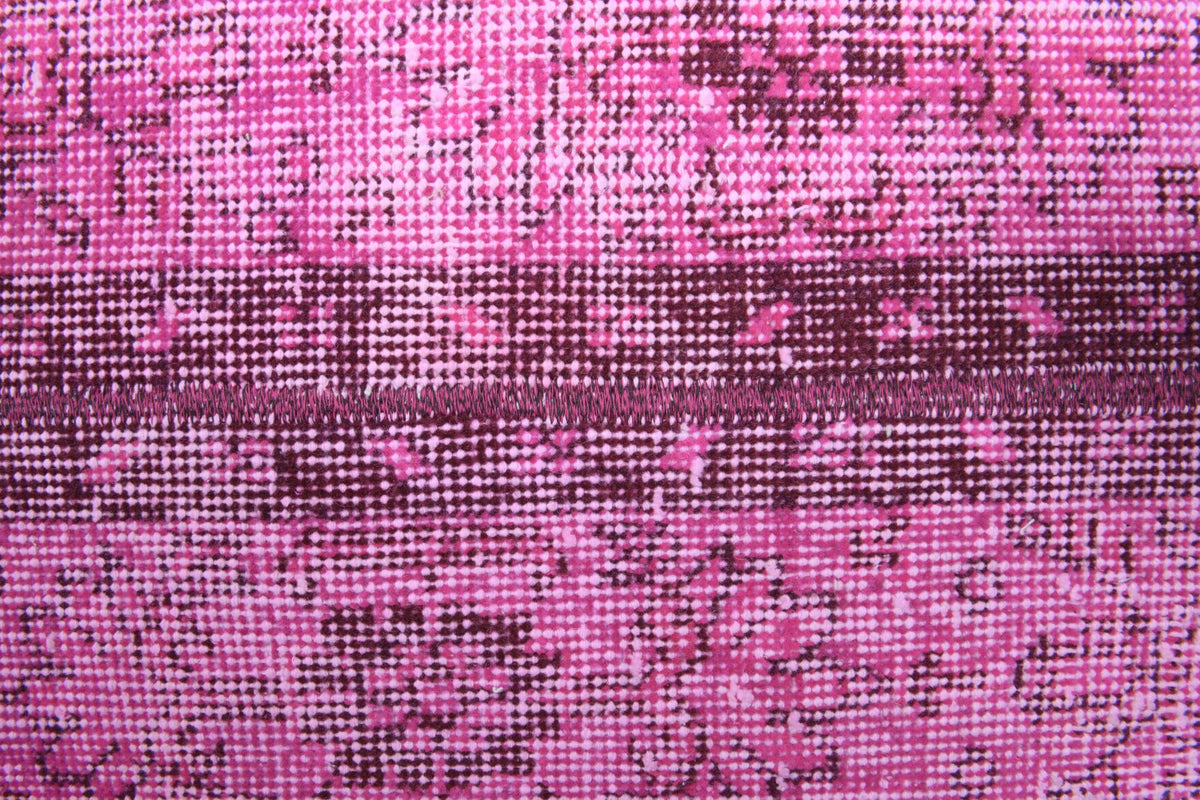 El yapımı vintage yolluk 46x262 cm patchwork desenli yün - kenar ve saçak detayı