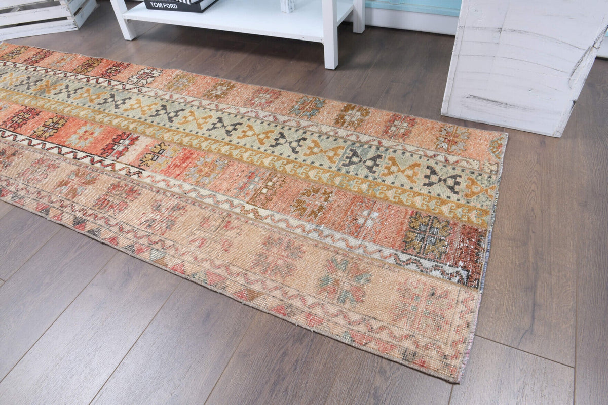 El yapımı vintage yolluk 74x218 cm patchwork desenli yün - desen detayı