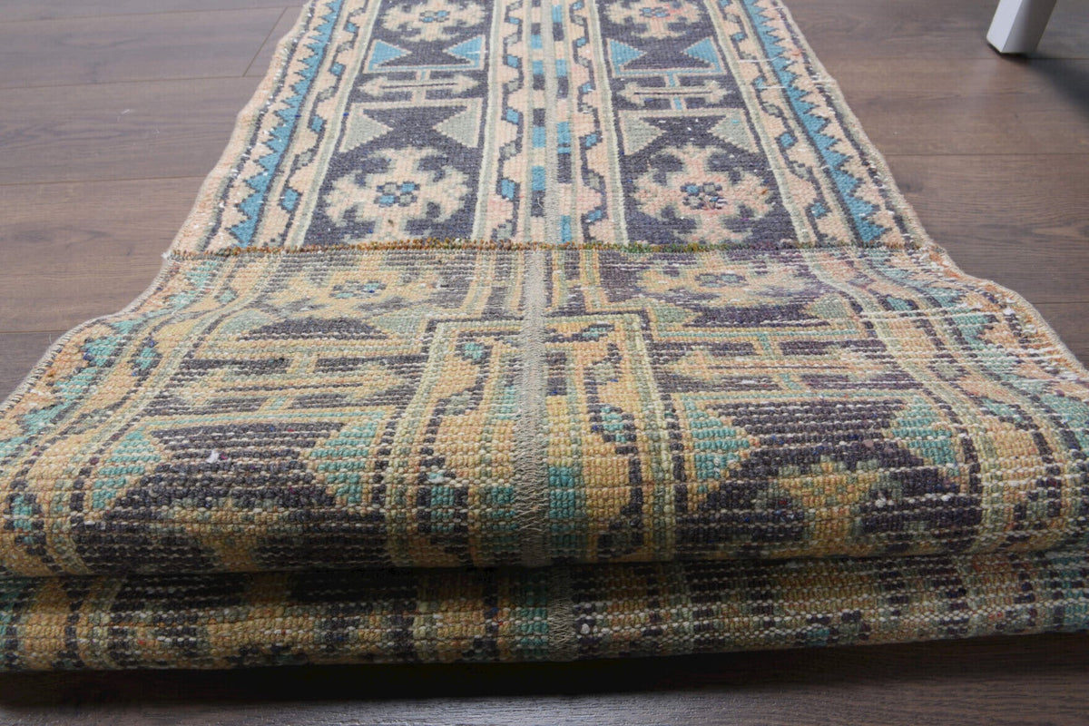 El yapımı vintage yolluk 58x180 cm patchwork desenli yün - mekan görünümü