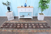 El yapımı vintage yolluk 81x269 cm patchwork desenli yün - detay görünümü