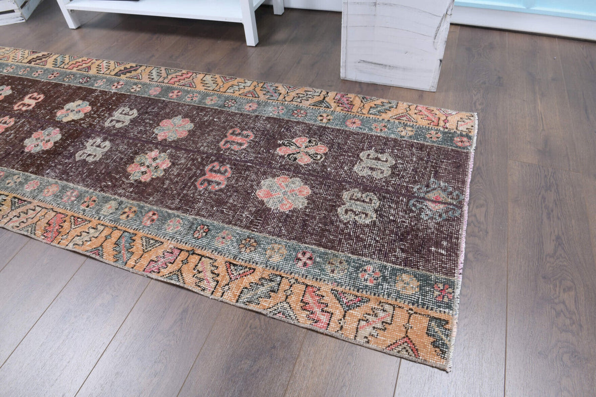 El yapımı vintage yolluk 81x269 cm patchwork desenli yün - desen detayı