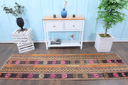 1970'lerden Anadolu kökenli patchwork patchwork vintage yolluk, 78x270 cm