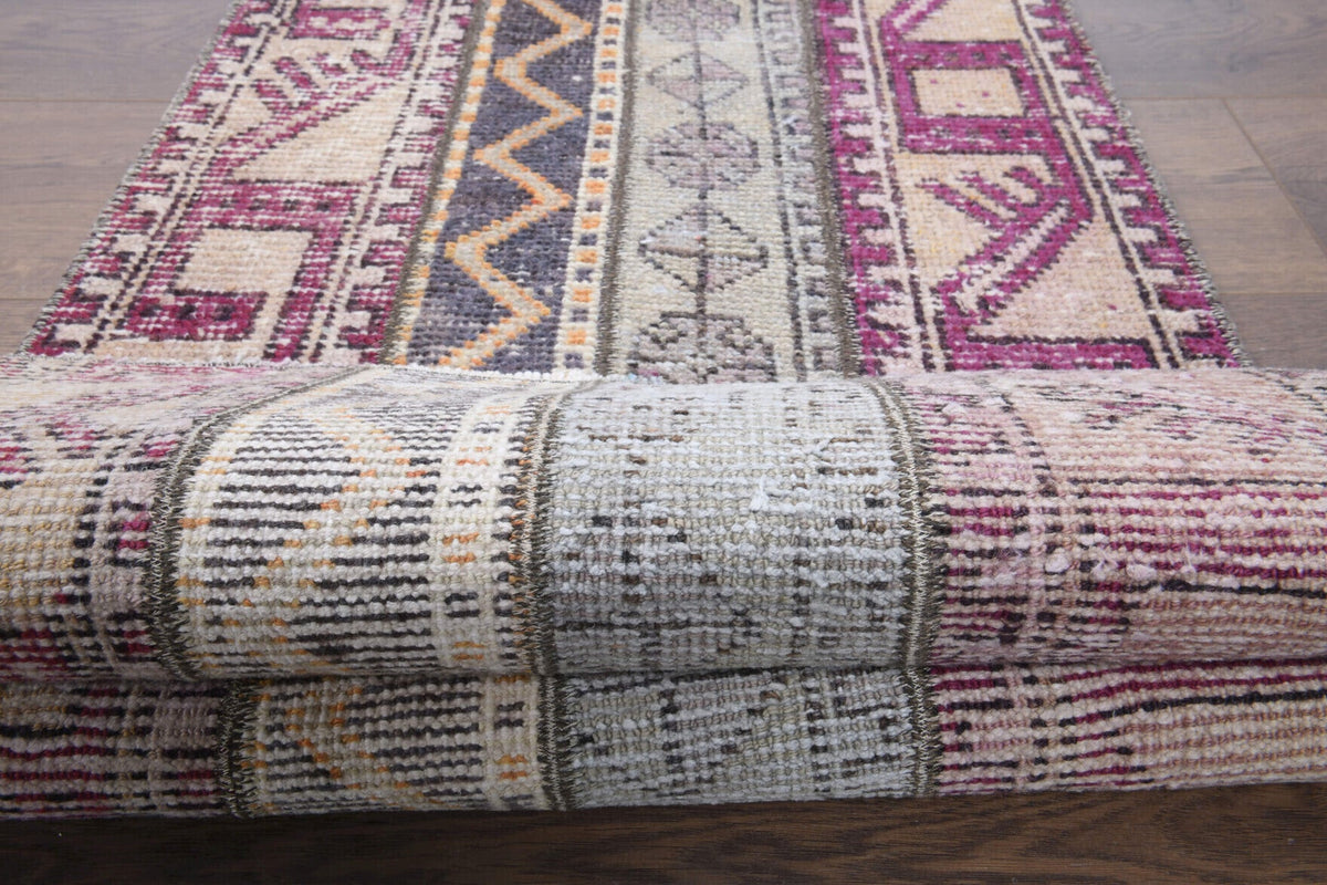 El yapımı vintage halı 56x150 cm oryantal desenli yün - mekan görünümü