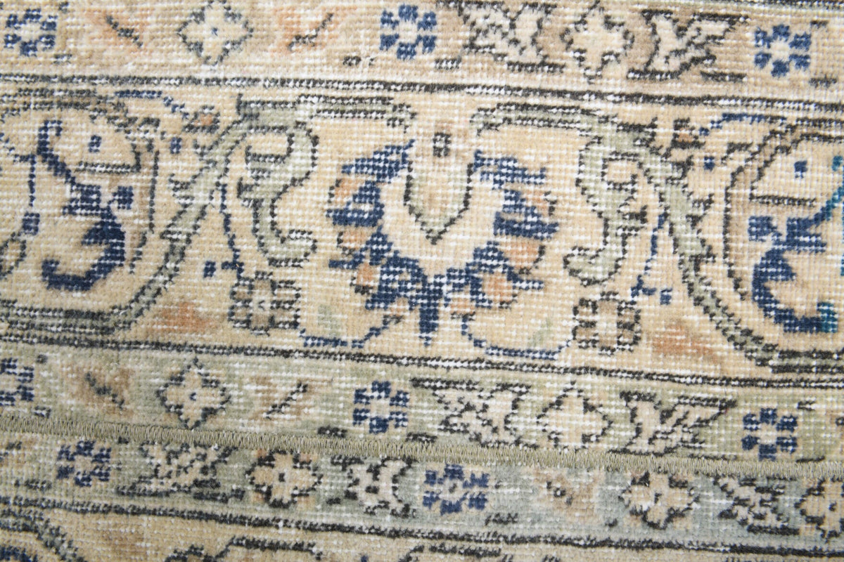 El yapımı vintage yolluk 64x320 cm şal deseni desenli yün - kenar ve saçak detayı