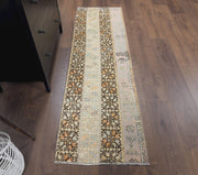 El yapımı vintage yolluk 61x198 cm i̇kat desenli yün - detay görünümü