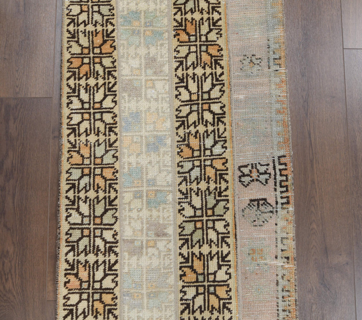 El yapımı vintage yolluk 61x198 cm i̇kat desenli yün - desen detayı