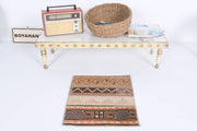 El yapımı vintage halı 46x56 cm patchwork desenli yün - detay görünümü