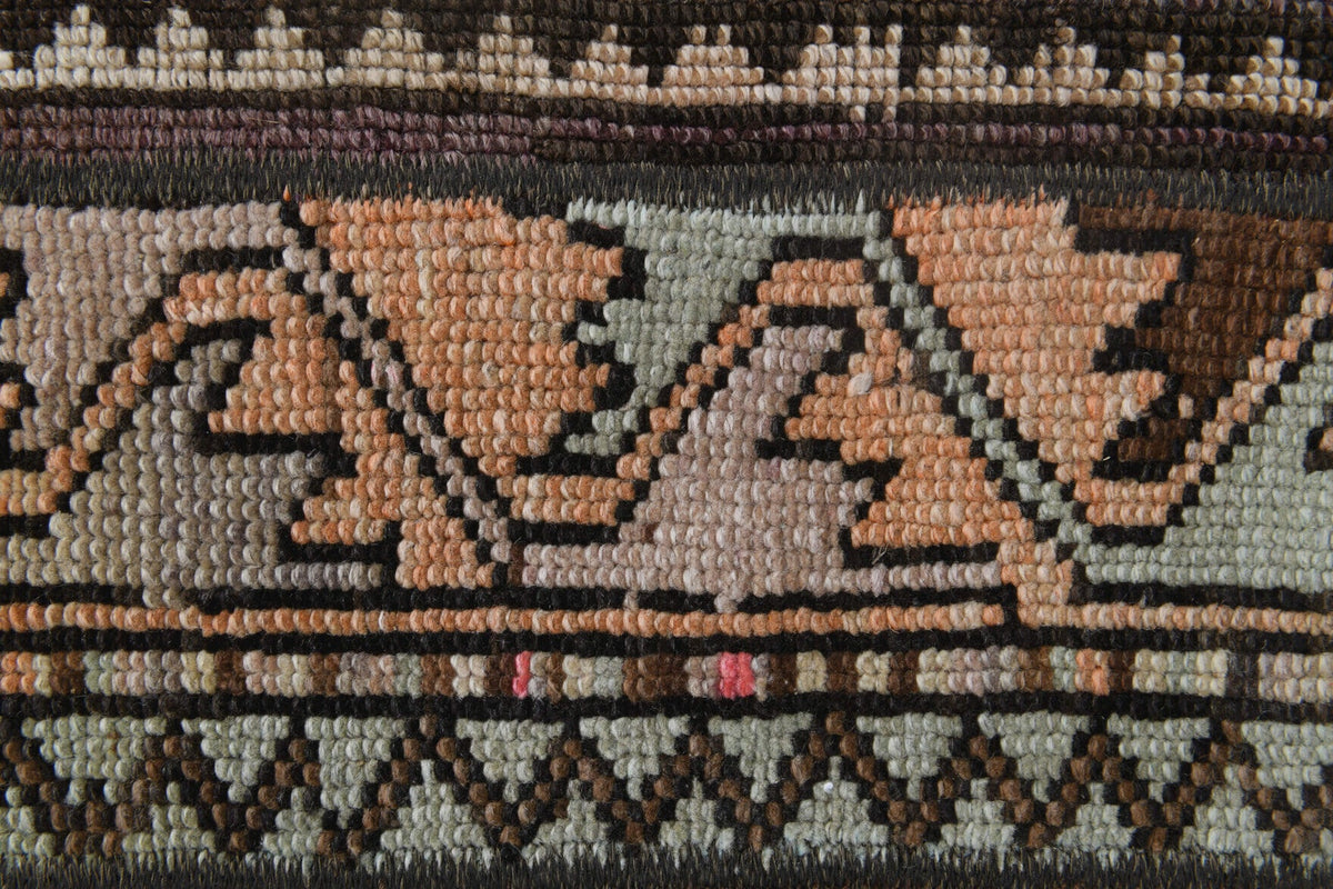 El yapımı vintage halı 51x64 cm tribal desenli yün - desen detayı