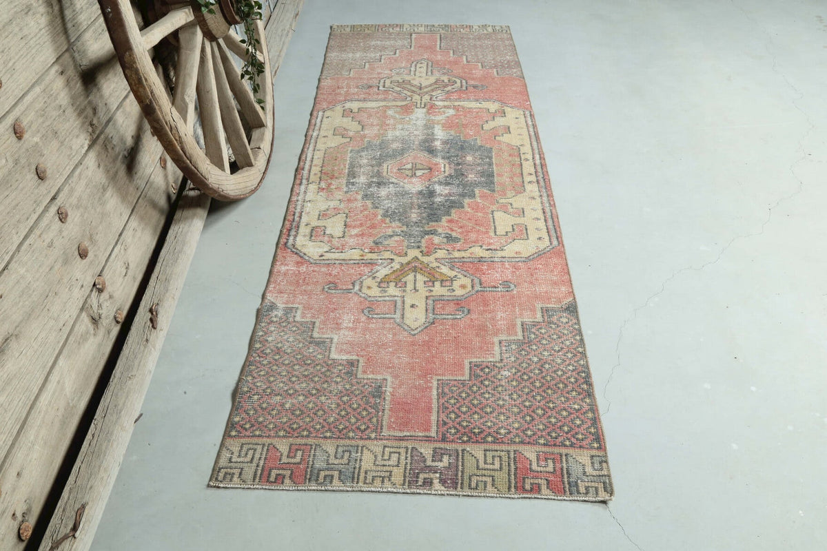 El yapımı vintage yolluk 61x274 cm oryantal desenli yün - detay görünümü