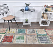 El yapımı vintage yolluk 74x229 cm geometrik desenli yün - detay görünümü