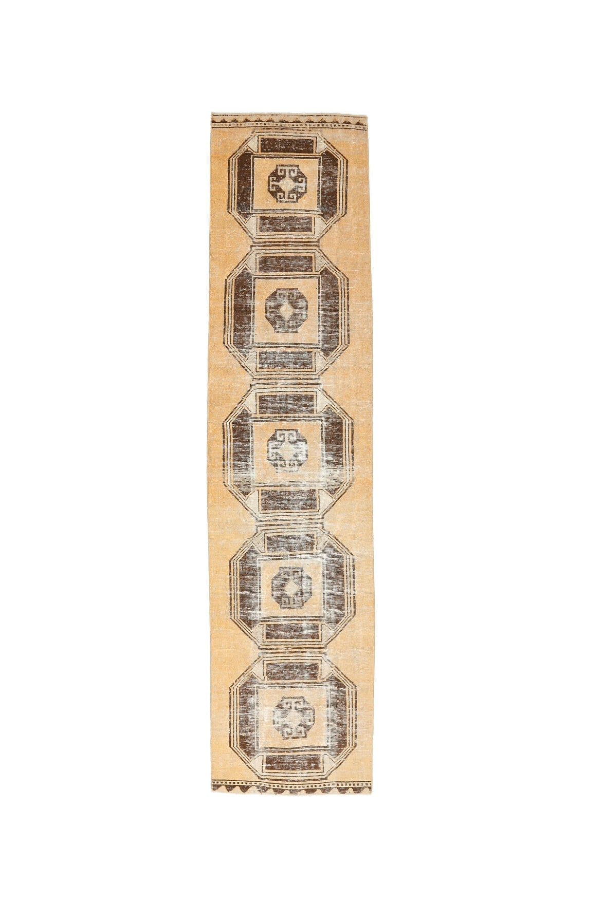El yapımı vintage yolluk 79x338 cm düz desenli yün - farklı açıdan görünüm
