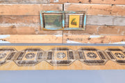 El yapımı vintage yolluk 79x338 cm düz desenli yün - detay görünümü