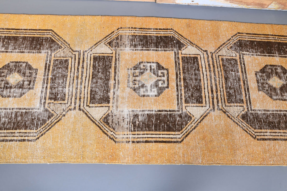El yapımı vintage yolluk 79x338 cm düz desenli yün - mekan görünümü