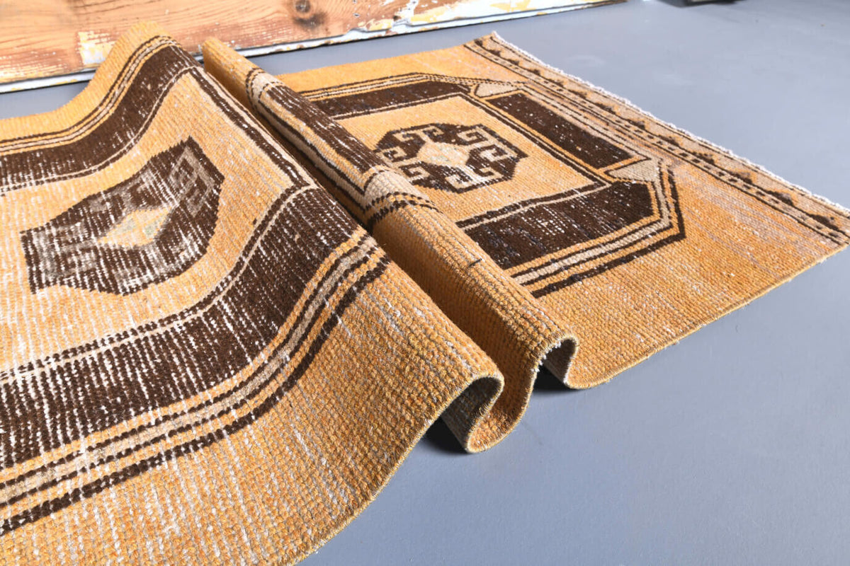 El yapımı vintage yolluk 79x338 cm düz desenli yün - açık alan görünümü