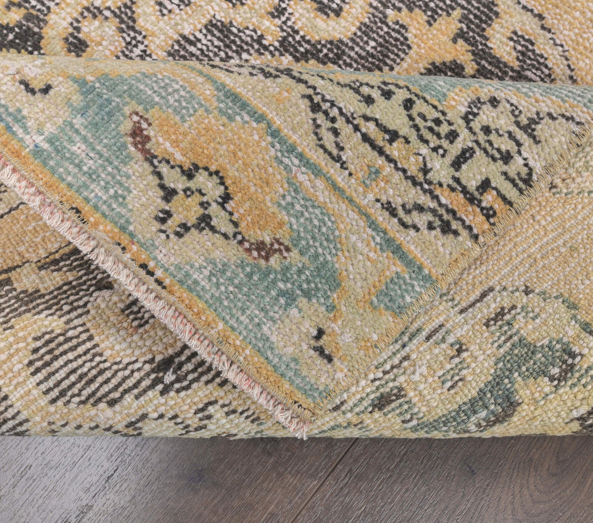 El yapımı vintage yolluk 81x386 cm oryantal desenli yün - desen detayı