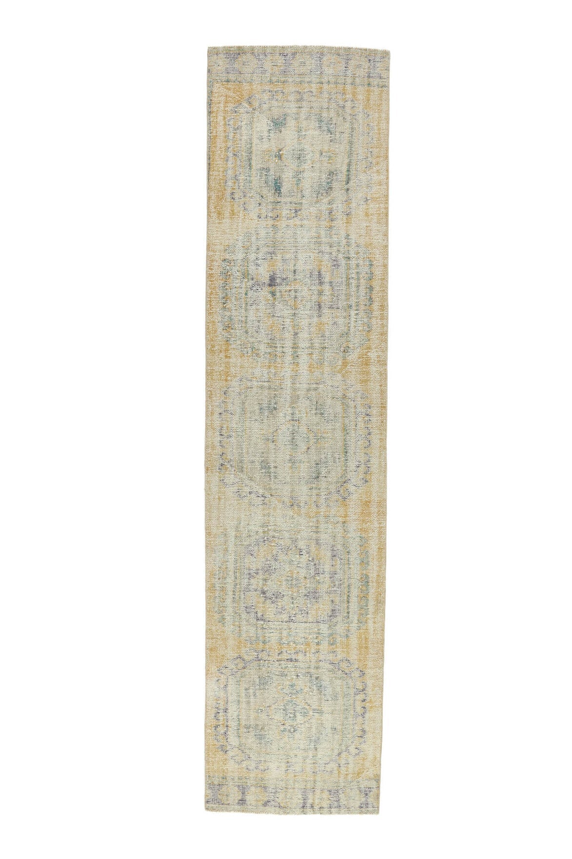 Faded Yellow Vintage Oushak Runner Rug