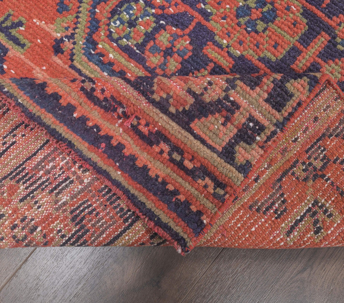 El yapımı vintage yolluk 81x348 cm çiçek desenli desenli yün - desen detayı