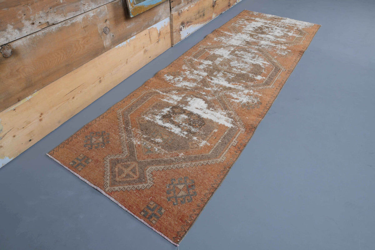 El yapımı vintage yolluk 81x246 cm geometrik desenli yün - detay görünümü