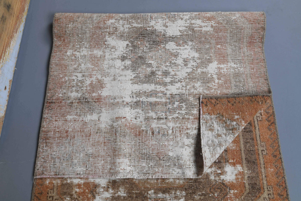 El yapımı vintage yolluk 81x246 cm geometrik desenli yün - üstten görünüm