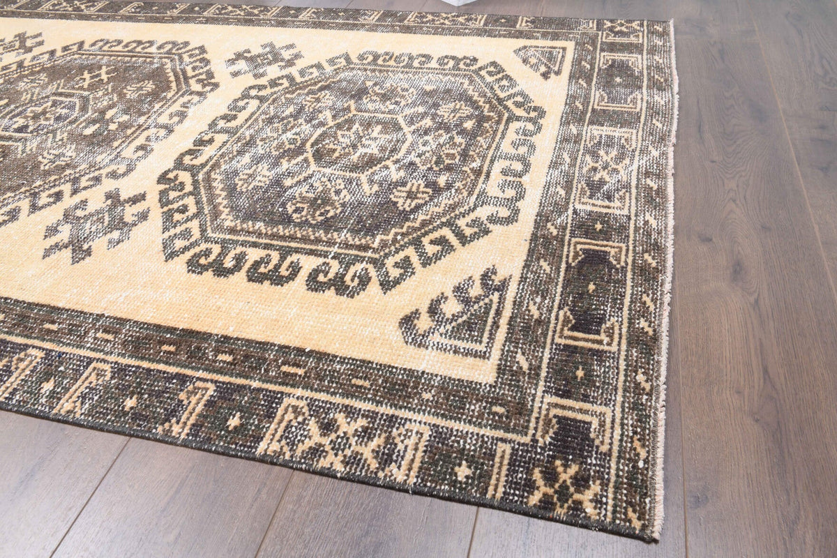 Antre ve koridor için oryantal desenli el dokuma vintage yolluk – 125x380 cm