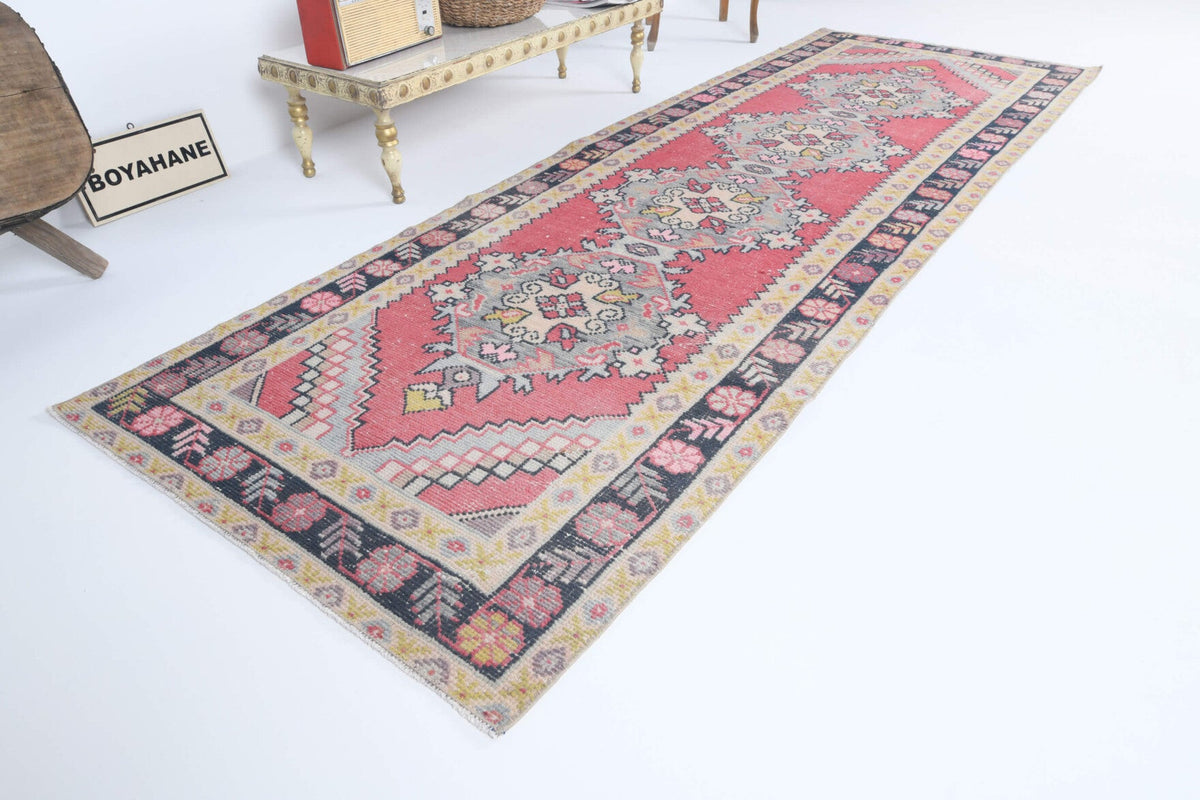 El yapımı vintage yolluk 97x287 cm oryantal desenli yün - detay görünümü