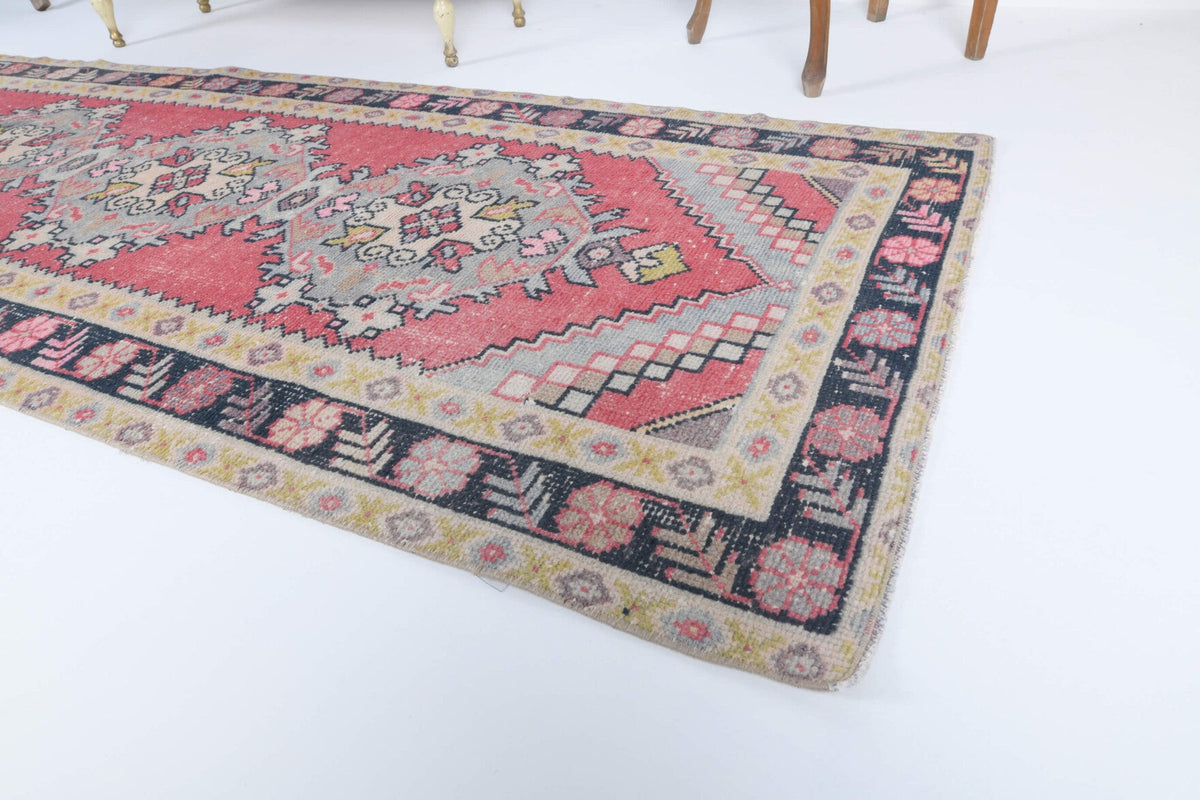 El yapımı vintage yolluk 97x287 cm oryantal desenli yün - desen detayı
