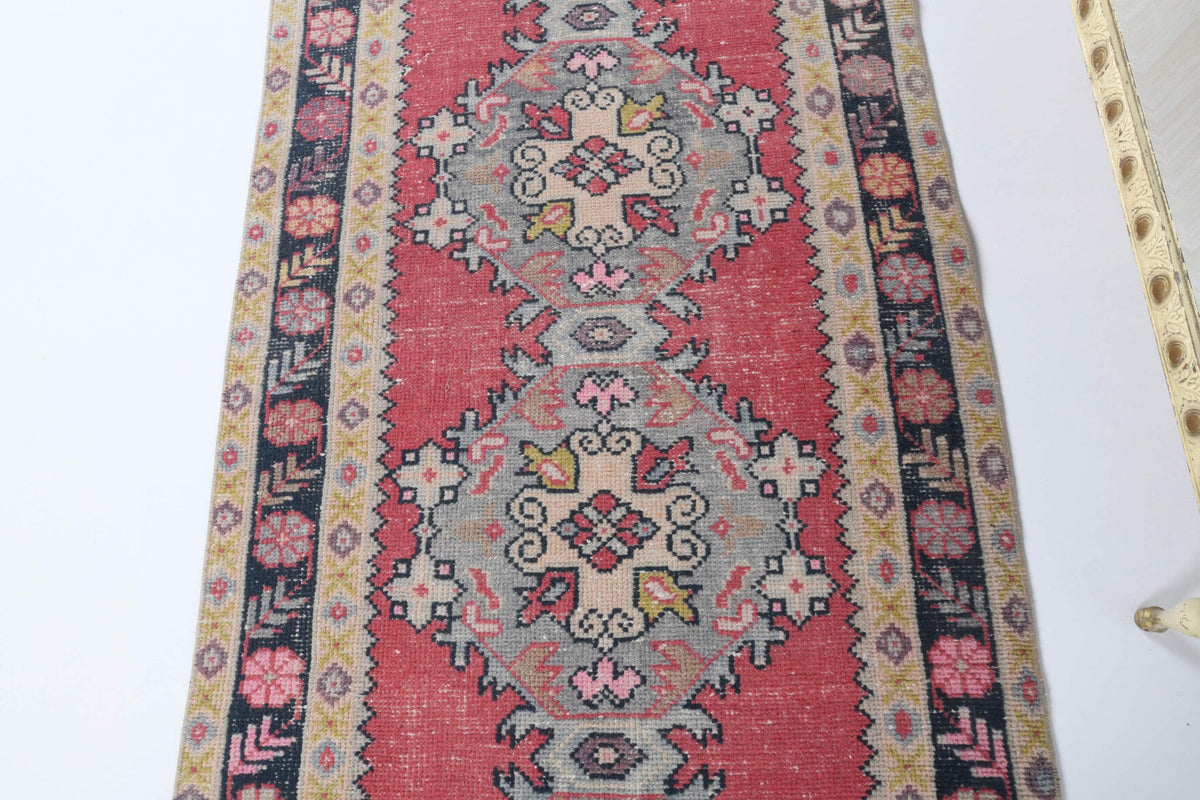 El yapımı vintage yolluk 97x287 cm oryantal desenli yün - mekan görünümü